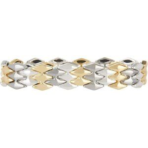 Women's Tri Tone Lobster Claw Metal Base Stretch Bracelet